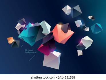 3D multicolored pyramids on dark background