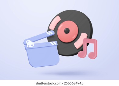 3d multimedia record with music note is symbol denoting a musical sound. mic record for music singing and audio tune or harmony tone concept. 3d song and melody icon vector render illustration