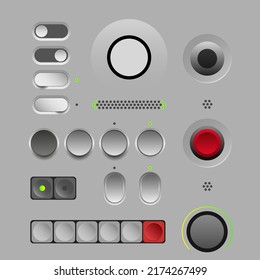 3D Music Buttons Set,Media Player Control Button Set.