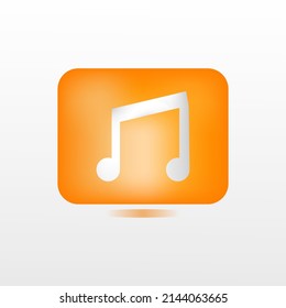 3d music icon button orange color illustration design