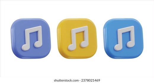 3d music icon set vector illustration