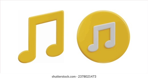 3d music icon set vector illustration