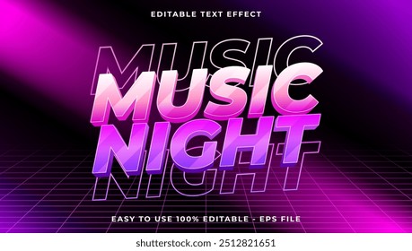 3d music night gradient glitch text style effect template editable text effect