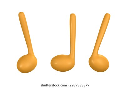 3d music note for music concept design in plastic cartoon style. Vector illustration.