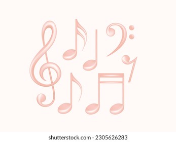 3d Music note cute design vector illustration collection