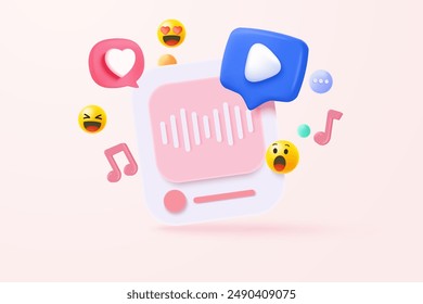 3d music note is symbol denoting a musical sound. Audio tune and harmony tone. Decoration element of musical song festivals and concerts. 3d melody notes icon vector render illustration