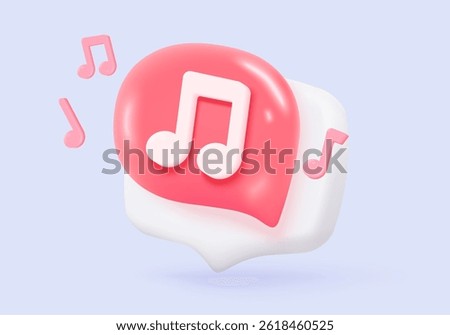 3d music note is symbol denoting a musical sound. Audio tune and harmony tone. Decoration element of musical song festivals and concerts. 3d melody notes icon vector render illustration