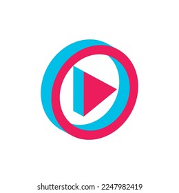 3d music play button isolated on white 