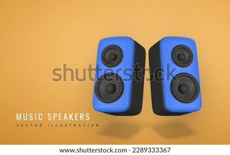 3d music speaker in plastic cartoon style. Vector illustration.