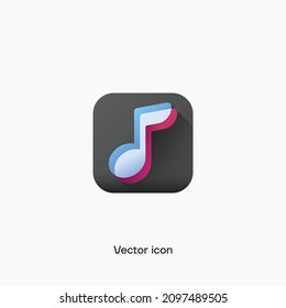 3D music, video app vector icon logo. Premium quality