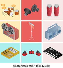 3D musical instrument set in different color option.