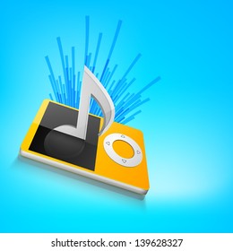 3D musical note on mp3 player.
