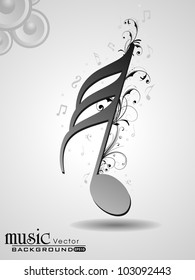 3D musical notes with burst effect. EPS 10, can be use as banner, tag, icon, sticker, flyer or poster. Vector illustration in EPS 10.