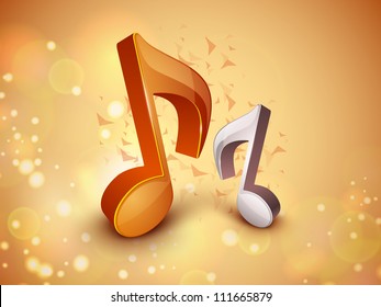 3D musical notes on shiny  background. EPS 10.