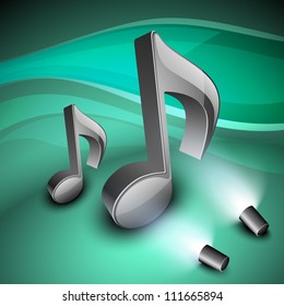 3D musical notes on shiny  background. EPS 10.