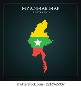 3D Myanmar Map Vector Illustration