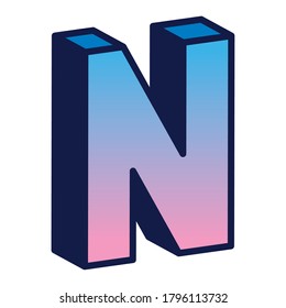 3d n letter design, lettering typography retro and comic theme Vector illustration