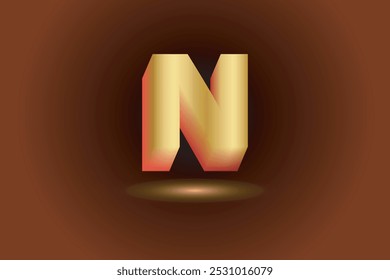 3D n letter logo design or letter n font design.