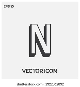 3D "N" letter typographic vector icon illustration. Premium quality.