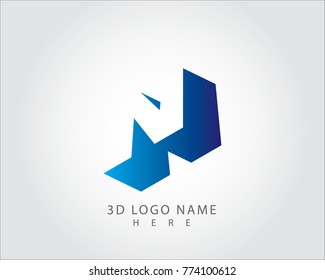 3D N logo vector