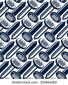 3d nails symmetric vector seamless pattern. Carpentry theme components. Repair idea backdrop with three-dimensional monochrome symbols.