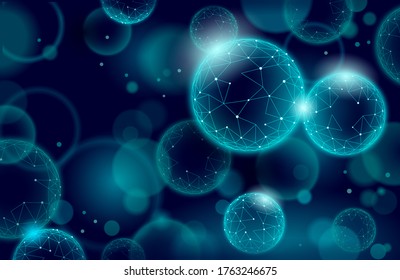 3D nanotechnology fullerene texture cyberspace. Nano fiber chemical modern material design. Atom molecule macro structure layer superconductor development vector illustration