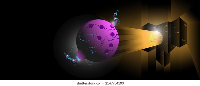 3D nanotechnology. Molecular nanotechnology. Laboratory experiments and high-tech. Molecular lattice abstract 3D illustration. Modern trends in medicine.