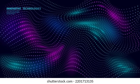 La nanotecnología 3D da textura al ciberespacio. Diseño de material moderno químico de fibra nana. Ilustración vectorial del desarrollo de la estructura macro de la molécula átomo