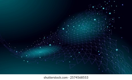 3D nanotechnololy dots texture cyberspace. Nano fiber chemical modern material design. Atom molecule macro structure development vector illustration