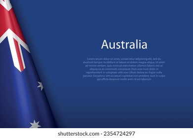 3d national flag Australia isolated on background with copyspace