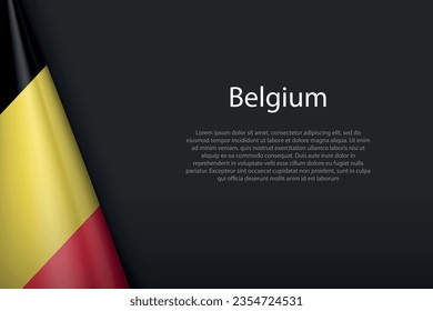 3d national flag Belgium isolated on background with copyspace