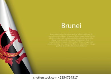 3d national flag Brunei isolated on background with copyspace
