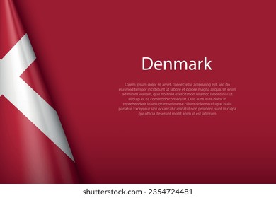 3d national flag Denmark isolated on background with copyspace