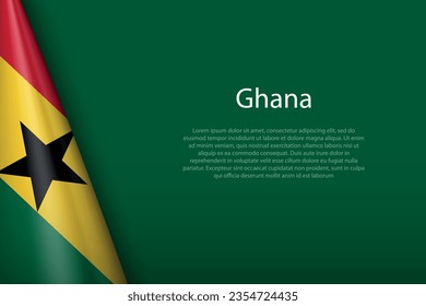 3d national flag Ghana isolated on background with copyspace