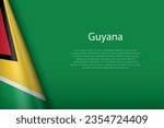 3d national flag Guyana isolated on background with copyspace