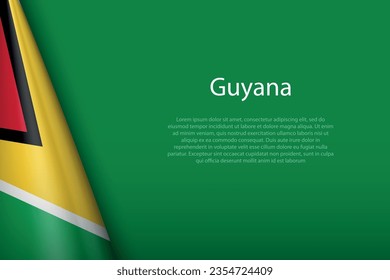 3d national flag Guyana isolated on background with copyspace