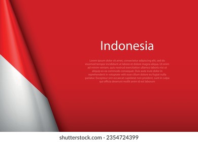 3d national flag Indonesia isolated on background with copyspace