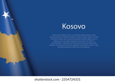 3d national flag Kosovo isolated on background with copyspace