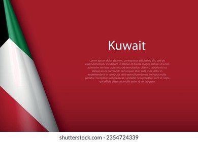 3.ª bandera nacional de Kuwait aislada en segundo plano con espacio de derechos
