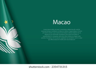 3.ª bandera nacional Macao aislada en segundo plano con espacio de copia