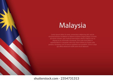 3d national flag Malaysia isolated on background with copyspace