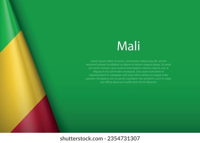 3d national flag Mali isolated on background with copyspace