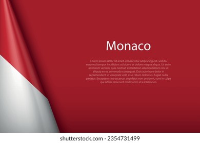 3d national flag Monaco isolated on background with copyspace