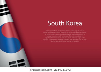 3.ª bandera nacional de Corea del Sur aislada en segundo plano con espacio de copia