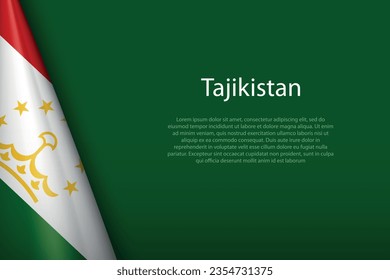 3d national flag Tajikistan isolated on background with copyspace