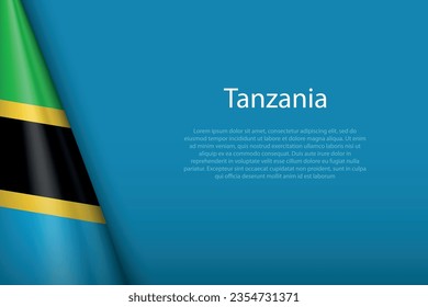 3d national flag Tanzania isolated on background with copyspace