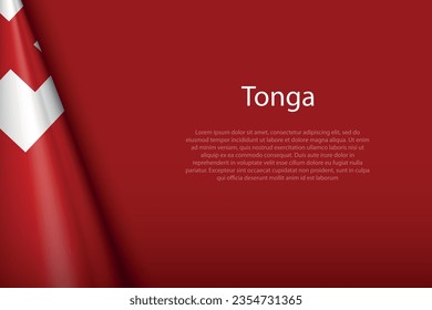 3d national flag Tonga isolated on background with copyspace