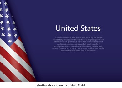 3d national flag United States isolated on background with copyspace