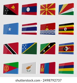 3D national flags vector with highlights in isometric style