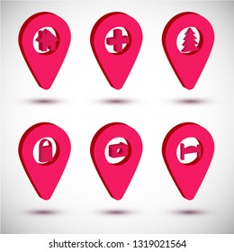 3D navigation marker set isolate icon on white background vectori llustration isometric 